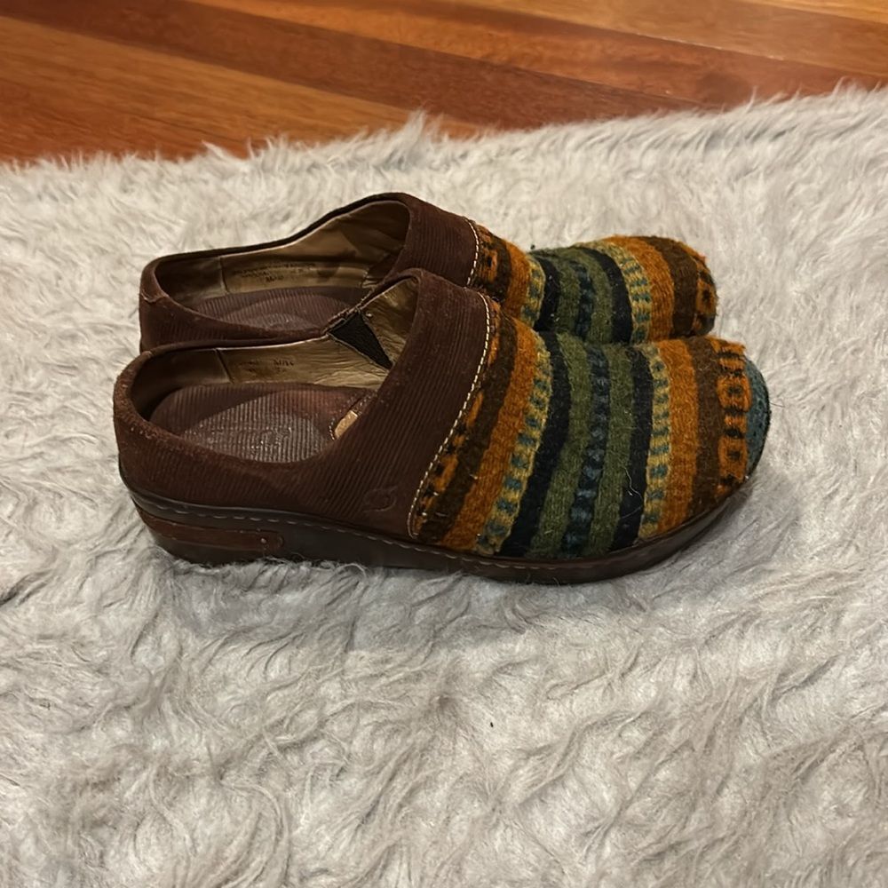 Born kimmy leather wool green, orange and yellow pattern slip‎ on clogs size 7 - Picture 5 of 10